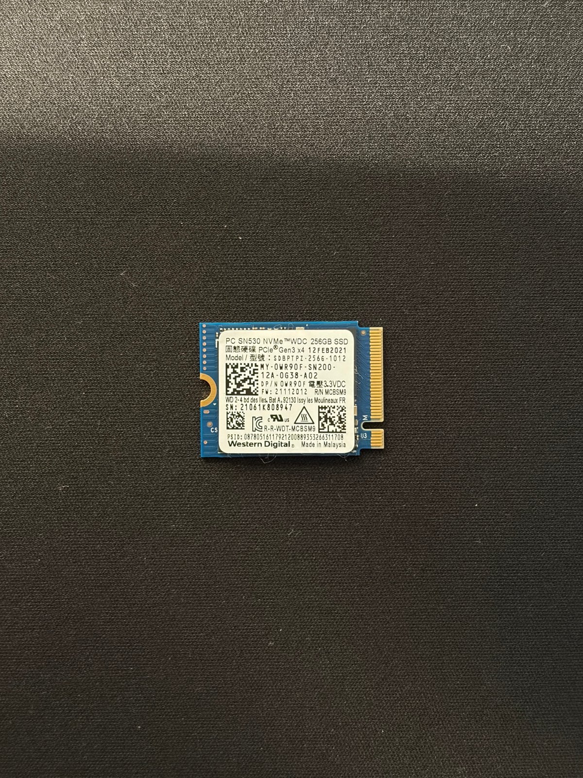 WD PC SN530 256GB NVMe SSD – M.2 2230, Ophalen of Verzenden, Zo goed als nieuw, Overige aansluitingen