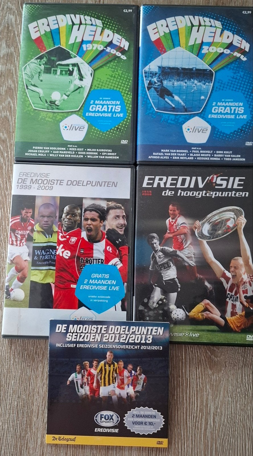 5 DVD's - Voetbal hoogtepunten, Gebruikt, Voetbal, Alle leeftijden, Compilatie