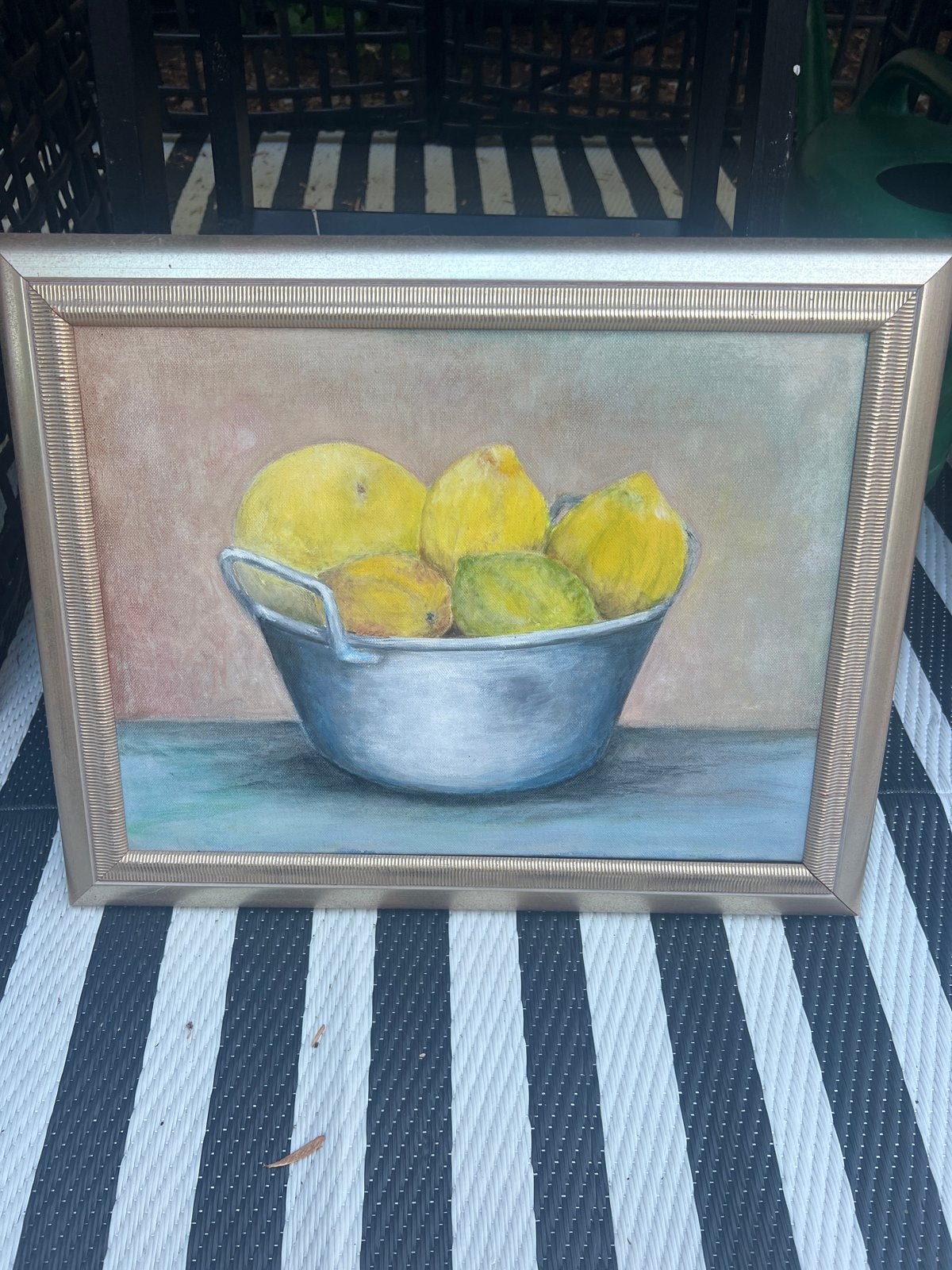 Stilleven met citrusvruchten in schaal, olieverf op doek, Antiek en Kunst, Kunst | Schilderijen | Klassiek, Doek, Realistisch