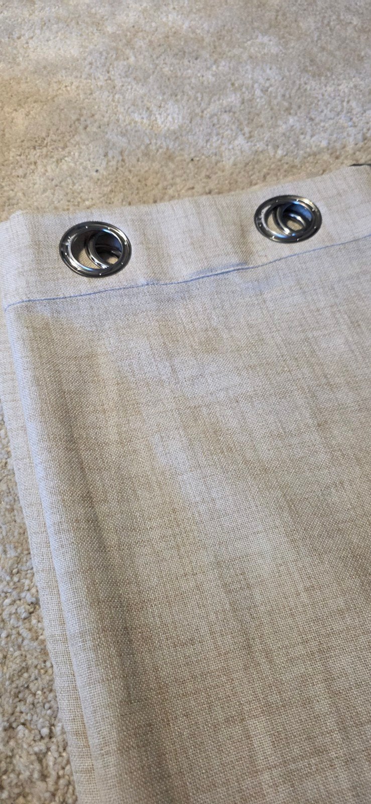 2 Gordijnen - Beige met ringen - 132x243 cm, Met ringen, Gebruikt, Beige, Ophalen of Verzenden