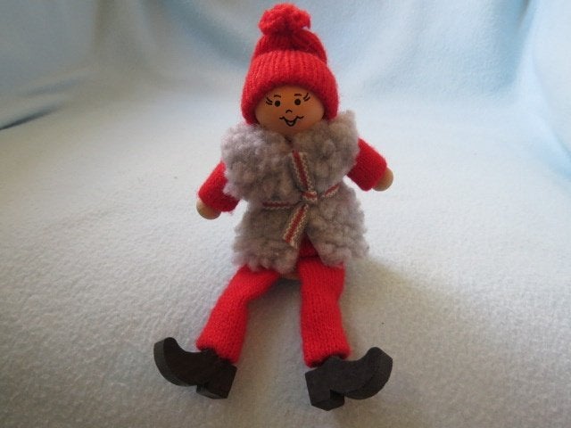 Vintage Zweedse kerstkabouter jultomte die kan zitten, Diversen, Kerst, Ophalen of Verzenden, Zo goed als nieuw