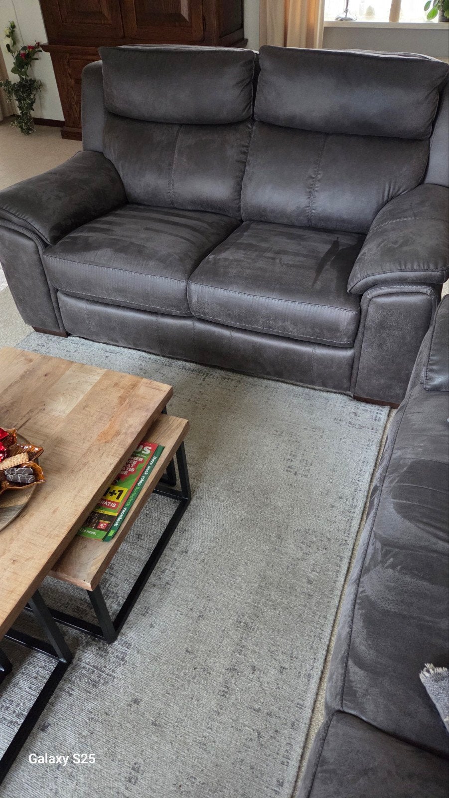 Comfortabele 2-zitsbank in donkergrijs stof, 150 tot 200 cm, Tweepersoons, 75 tot 100 cm, Ophalen of Verzenden