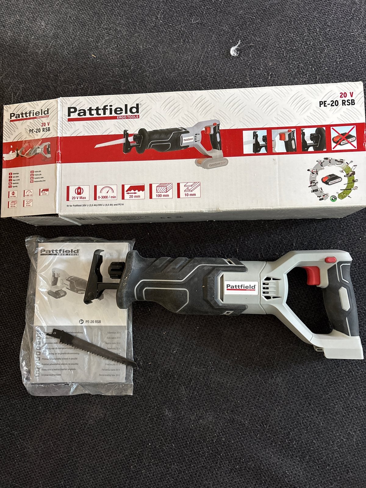 Pattfield PE-20 RSB Reciprozaag 20V, Doe-het-zelf en Verbouw, Ophalen of Verzenden, Gebruikt, Reciprozaag