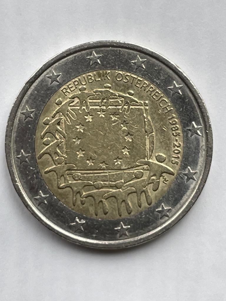 Oostenrijk 2 Euro munt 30 jaar Europese vlag., Postzegels en Munten, Munten | Europa | Euromunten, Ophalen of Verzenden, Oostenrijk