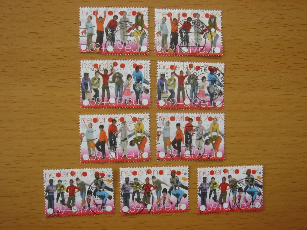 2006 Kinderzegels - 9x – Veilig verkeer, Postzegels en Munten, Ophalen of Verzenden, Na 1940, Gestempeld