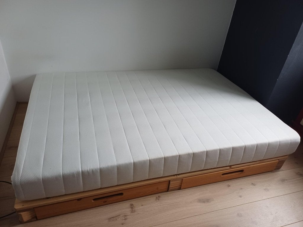 palletbed 2 personen, Ophalen, Gebruikt, Wit, Tweepersoons