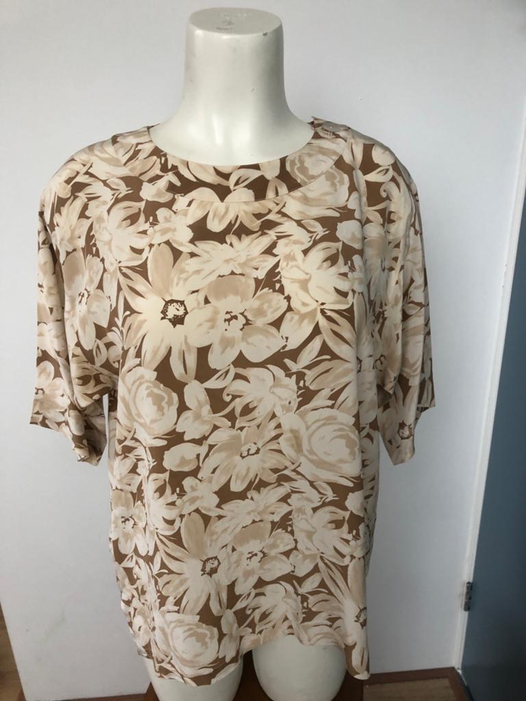 Joseph janard beige bruin zijde top bloemen 40, Maat 38/40 (M), Beige, Ophalen of Verzenden, Zo goed als nieuw