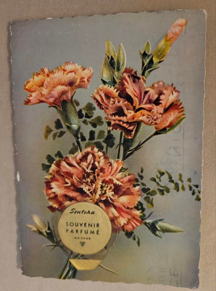 Anjers - Geparfumeerde kaart, Verzenden, 1940 tot 1960, Gelopen, Overige thema's