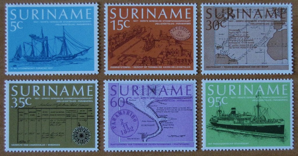 Rep-Suriname 91-95 serie schepen., Postzegels en Munten, Verzenden, Postfris