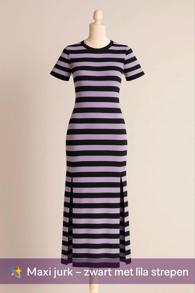 NIKKIE | Jolie Maxi Dress | Black/Lilac Power - maat 36, Paars, Nieuw, Ophalen of Verzenden, Nikkie