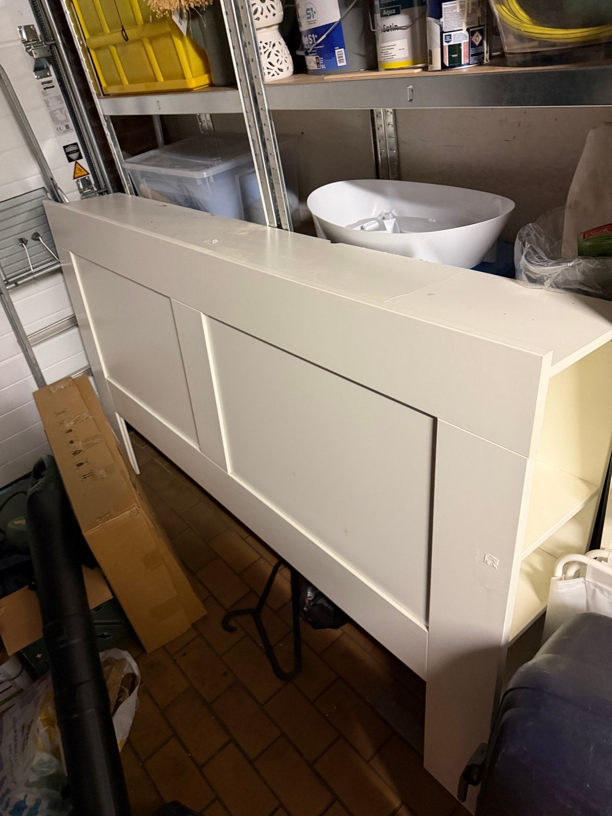 Wit hoofdeinde voor tweepersoonsbed, Ophalen, Gebruikt, Wit, Tweepersoons