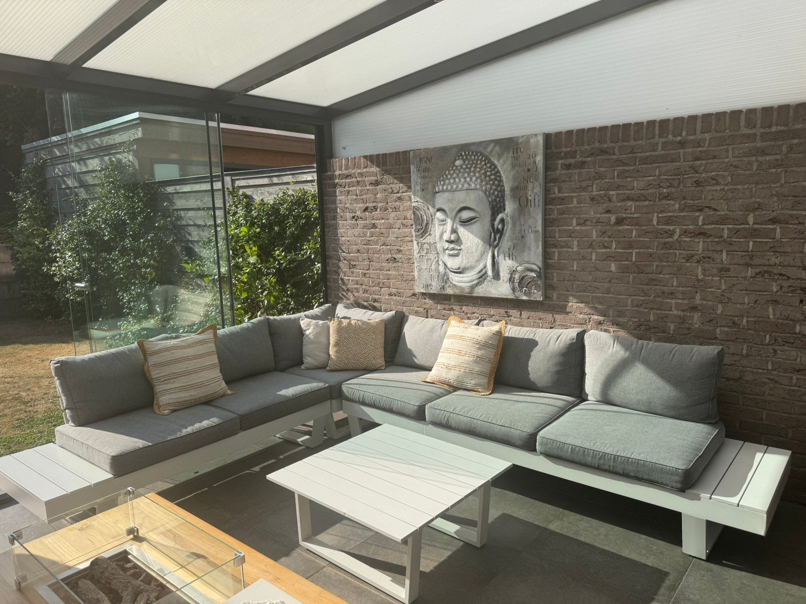 Tuinlounge wit grijs alora vinci basis, Ophalen, 6 zitplaatsen, Bank, Aluminium