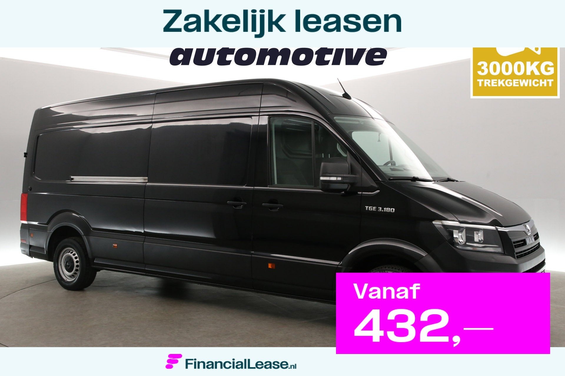 MAN TGE 3.180 | 35 2.0 L4H3 | 177PK | 3000kg Trekgew. | Auto, Stof, Gebruikt, Euro 6, 4 cilinders