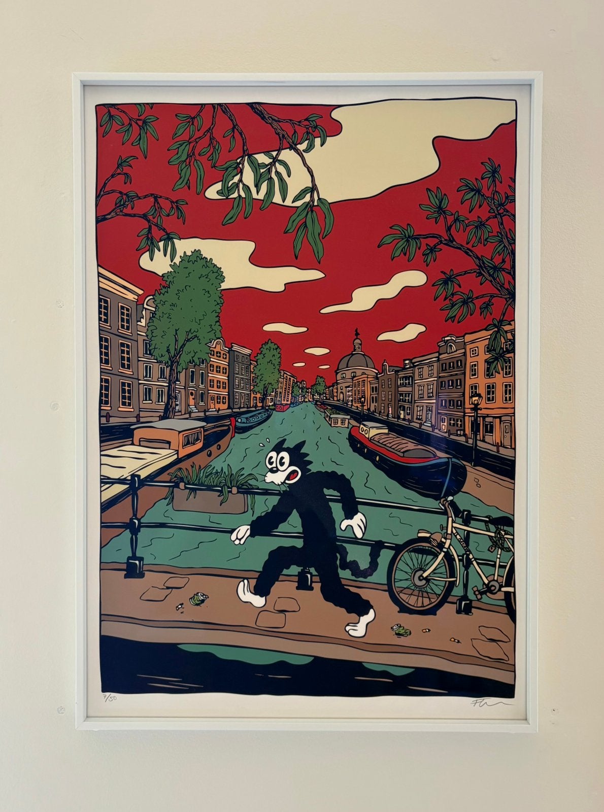 Floor van het nederend: Malvin the Cat Singel print. Signed, Antiek en Kunst, Kunst | Litho's en Zeefdrukken, Ophalen of Verzenden