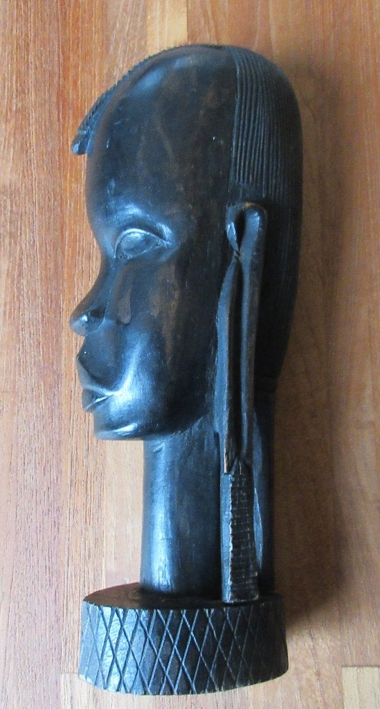 Beeld kop ebbenhout Afrika vintage retro Masai krijger, Ophalen of Verzenden