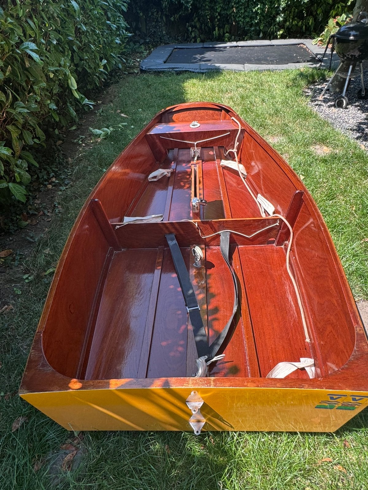 Houten optimist met dekzeil en standaard toebehoren, Watersport en Boten, Gebruikt, Minder dan 15 m², Overige typen, Ophalen
