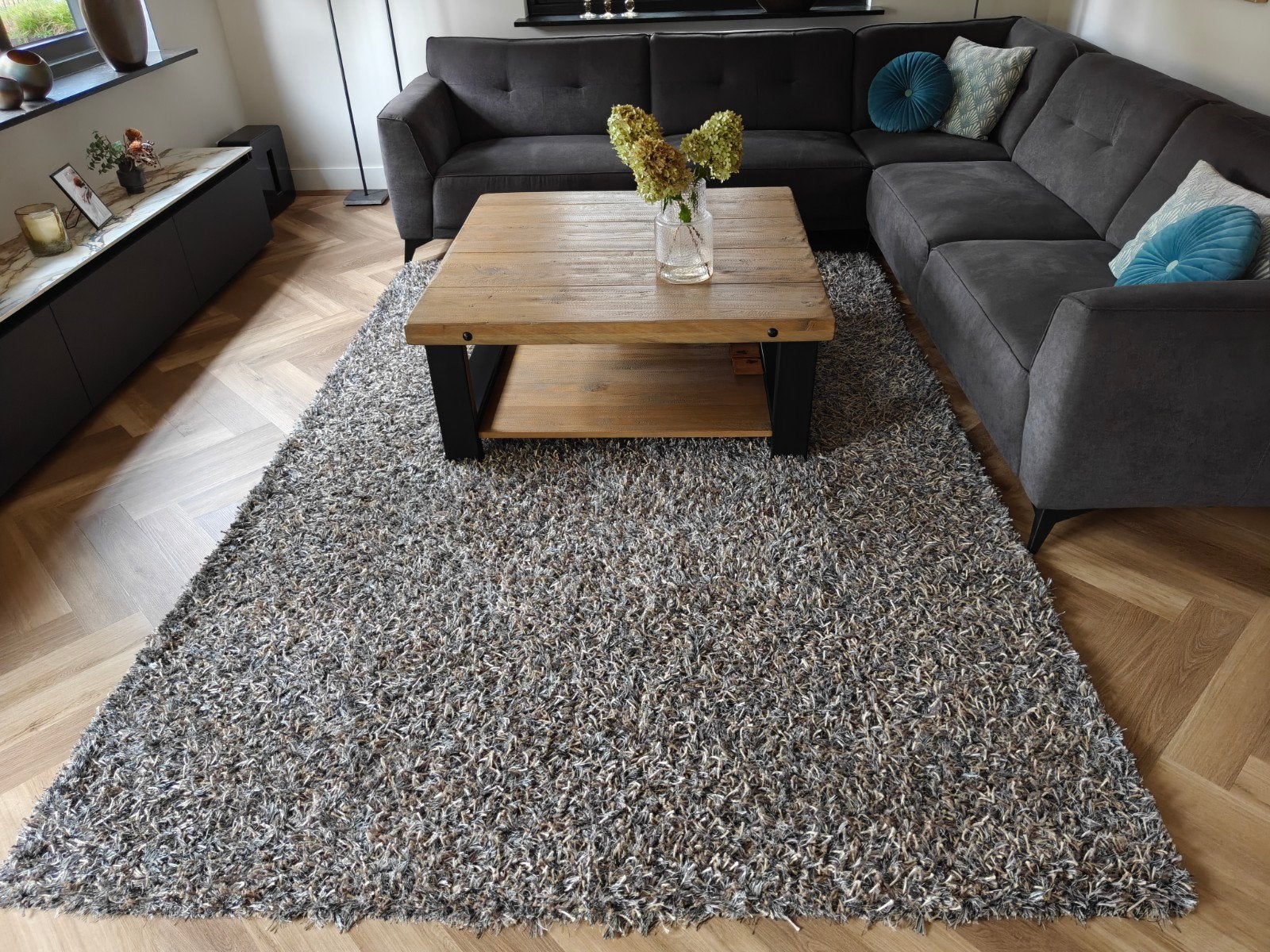 Hoogpolig vloerkleed 290x200 cm, zware kwaliteit, Ophalen, Zwart, Modern, Comfortabel, Luxe, 200 cm of meer