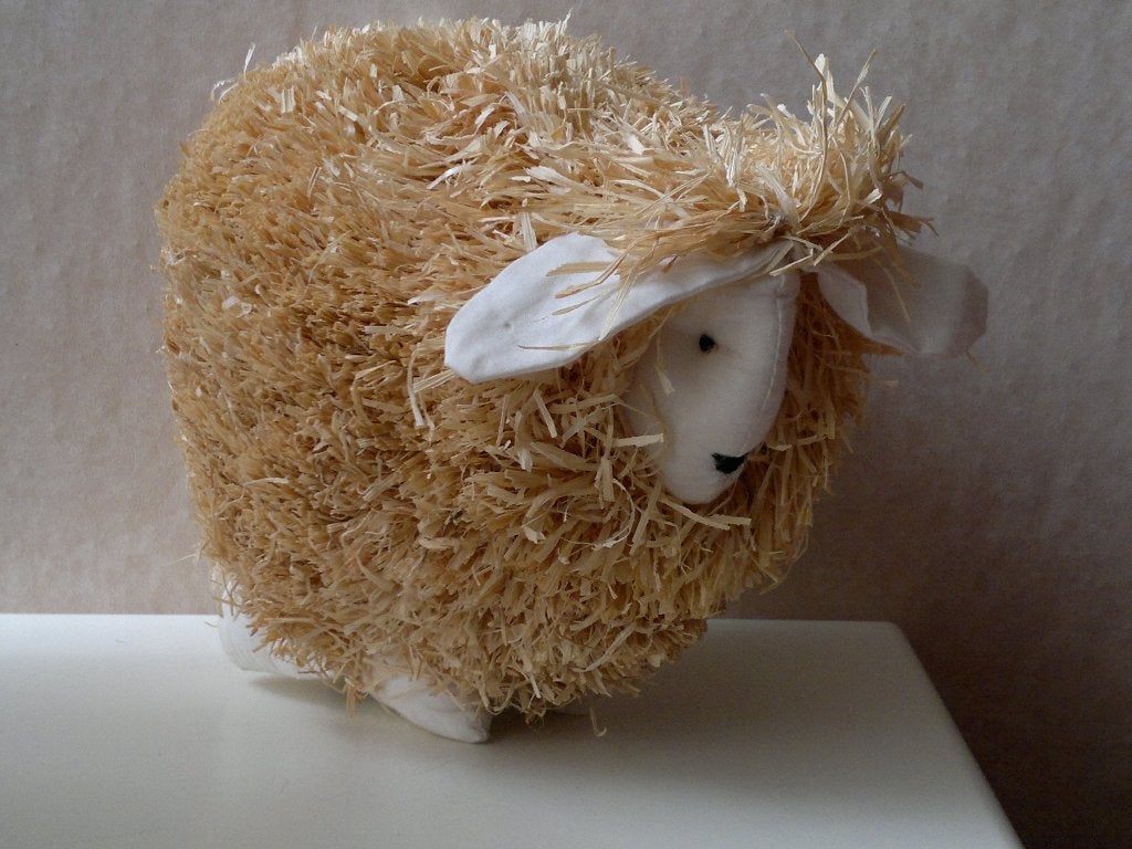 Grappig SCHAAP van HOUTWOL <> Decoratie <> Hoog 20 cm., Beige, Overige typen, Ophalen of Verzenden, Zo goed als nieuw