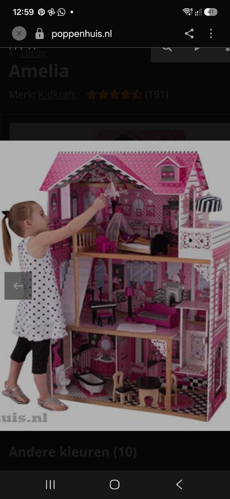 Kidkraft Amelia Poppenhuis - Roze met Lift & Meubels, Kinderen en Baby's, Ophalen, Zo goed als nieuw, Barbie