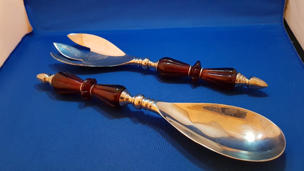 Vintage slabestek slacouvert, lepel en vork. Bijzonder! 3A20, Ophalen of Verzenden