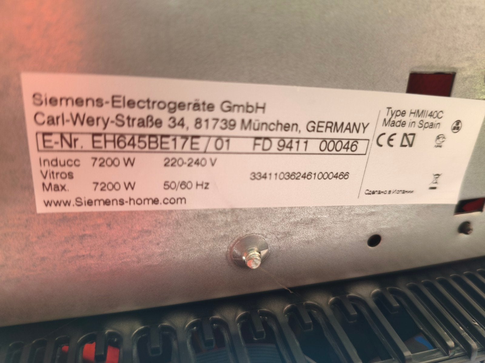 Siemens Inductiekookplaat 60x60cm - Goed Werkend, Witgoed en Apparatuur, Ophalen, Gebruikt, 4 kookzones, Inbouw