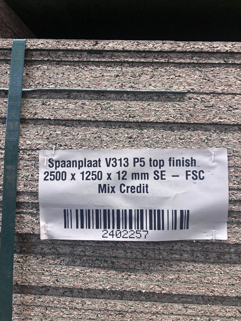 Spaanplaat V313 P5 top finish 2500 x 1250 x 12 mm SE, Ophalen of Verzenden, Nieuw, Hout, Minder dan 20 mm