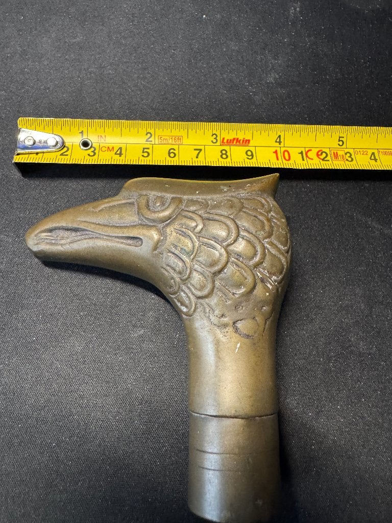 Messing handvat wandelstok met een Adelaar of Haviks kop., Diversen, Wandelstokken, Ophalen, Gebruikt