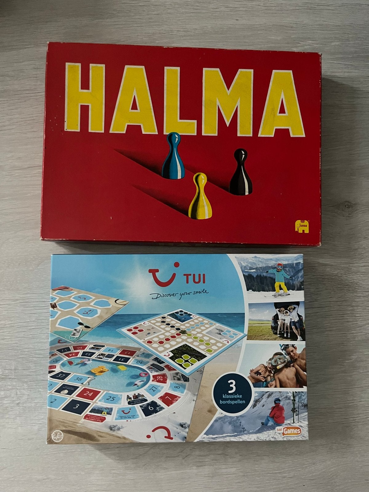 Bordspellen: TUI 3-in-1 en Halma, Drie of vier spelers, Ophalen of Verzenden, Gebruikt