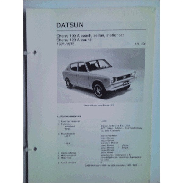 Datsun Cherry Vraagbaak losbladig 1971-1975 #1 Nederlands, Ophalen of Verzenden, Gelezen, Overige merken