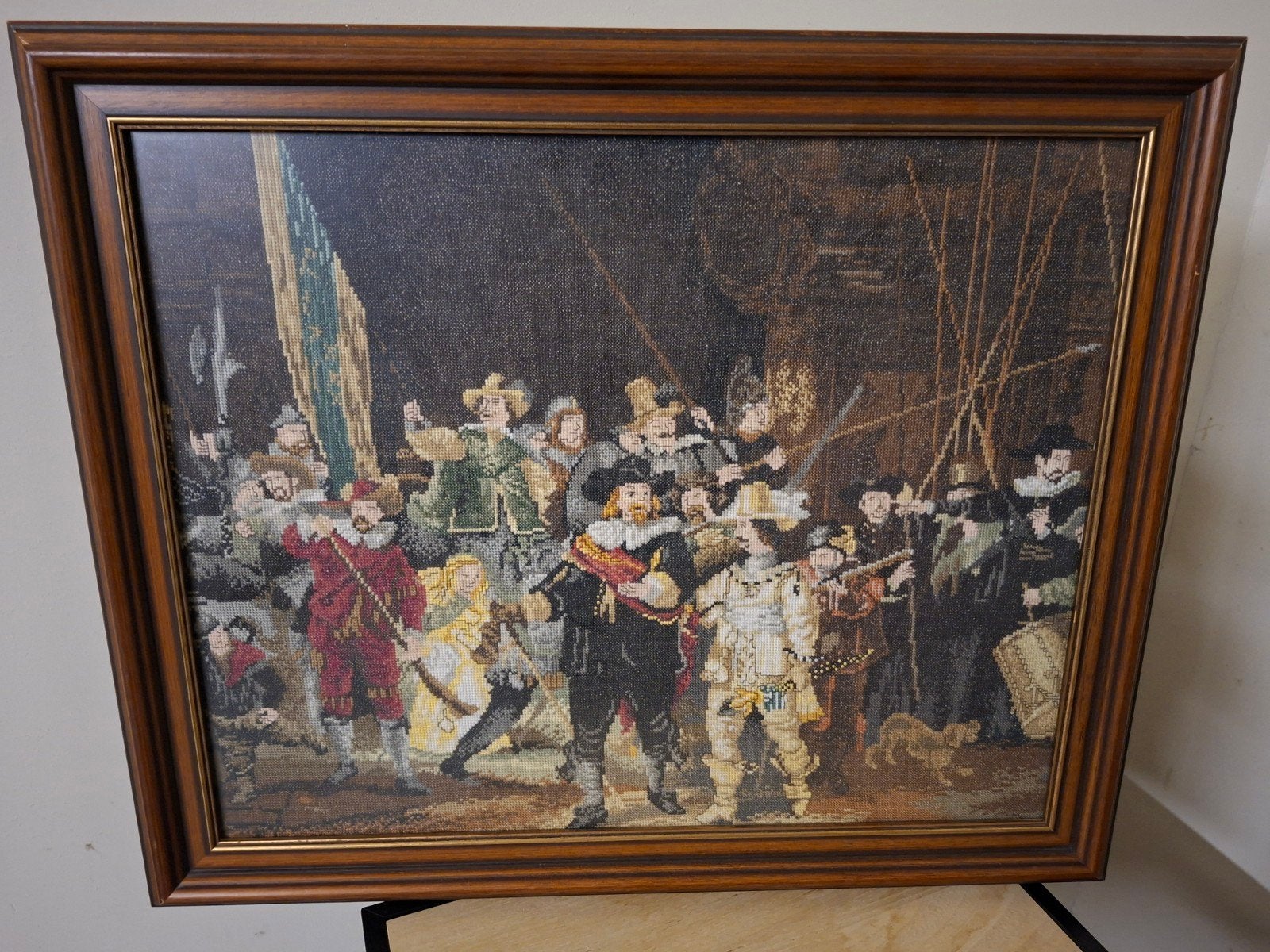 Vintage geborduurd schilderij De Nachtwacht, Ophalen of Verzenden