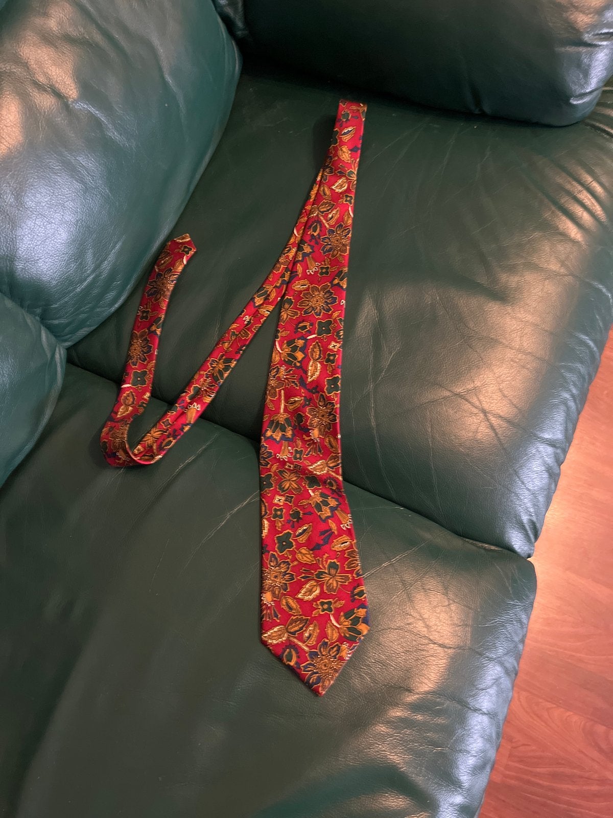 Vintage Rode Zijden Stropdas met Bloemenpatroon, Ophalen of Verzenden, Zo goed als nieuw, Rood, Met patroon