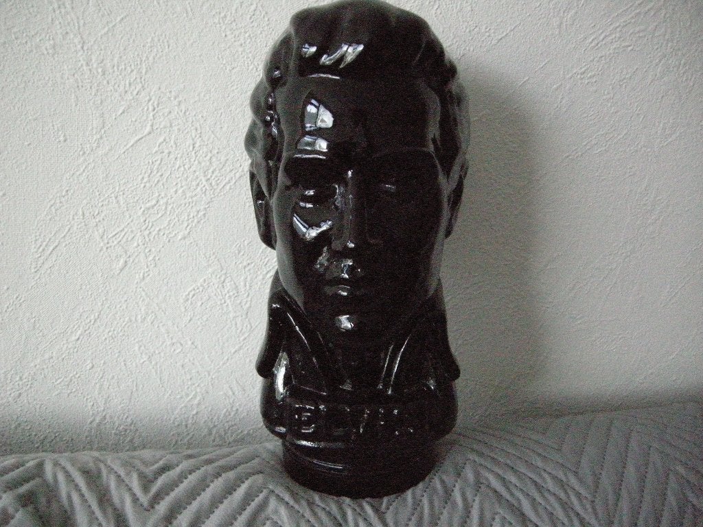 Elvis Presley glazen hoofd - zgan, Ophalen, Vintage, Zwart, Zo goed als nieuw