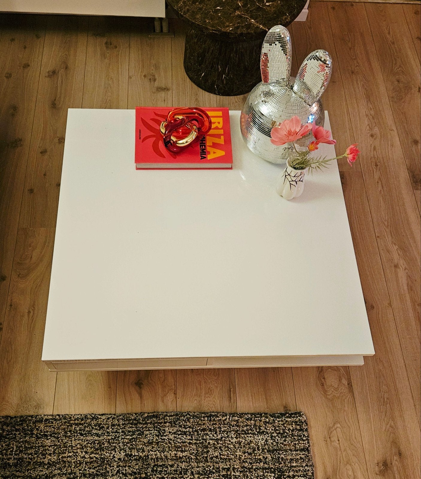 hoogglans witte lage salontafel IKEA, Ophalen, Gebruikt, 50 tot 100 cm, 50 tot 100 cm
