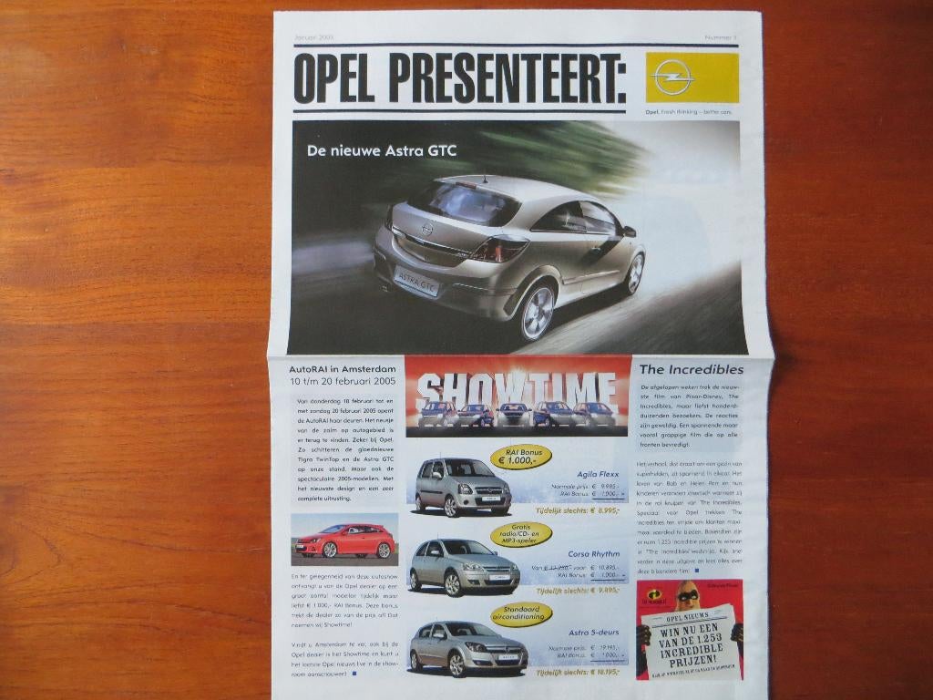 Opel presenteert (jan. 2005) Astra GTC, Agila Flex, e.a., Ophalen of Verzenden, Nieuw, Opel