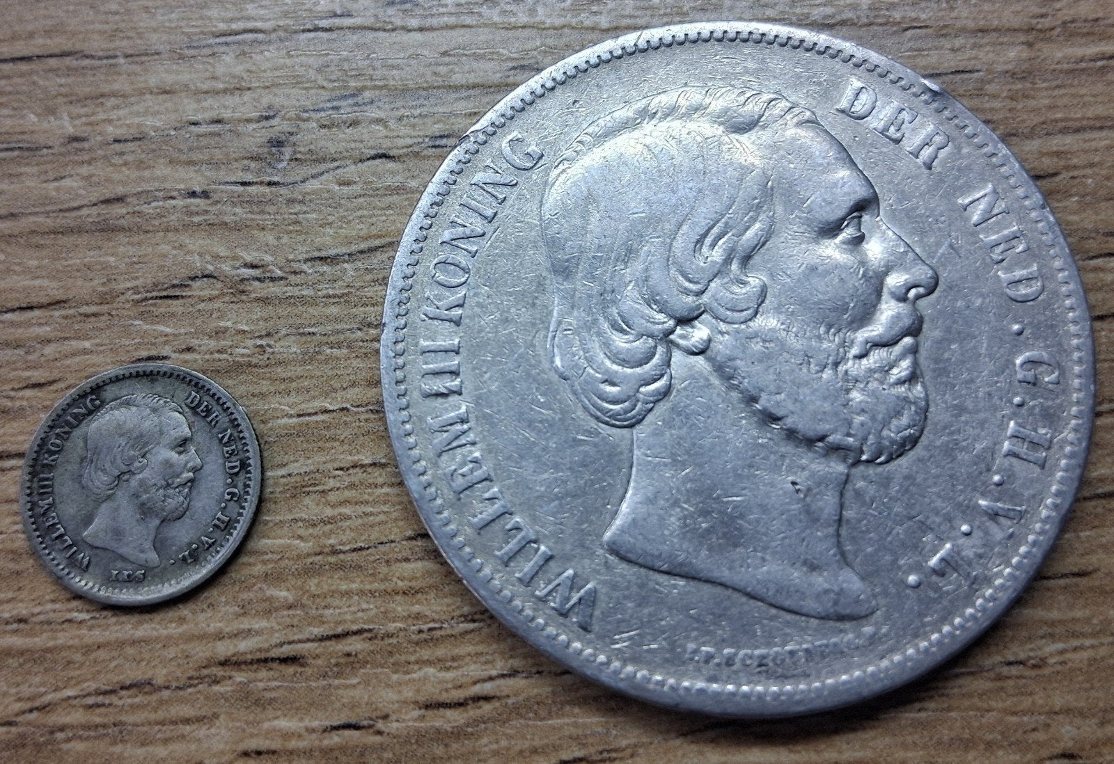 Zilveren 2½ Gulden en 5 Cent koning willem 111 uit 1850, Koning Willem III, Setje, Zilver, Ophalen of Verzenden