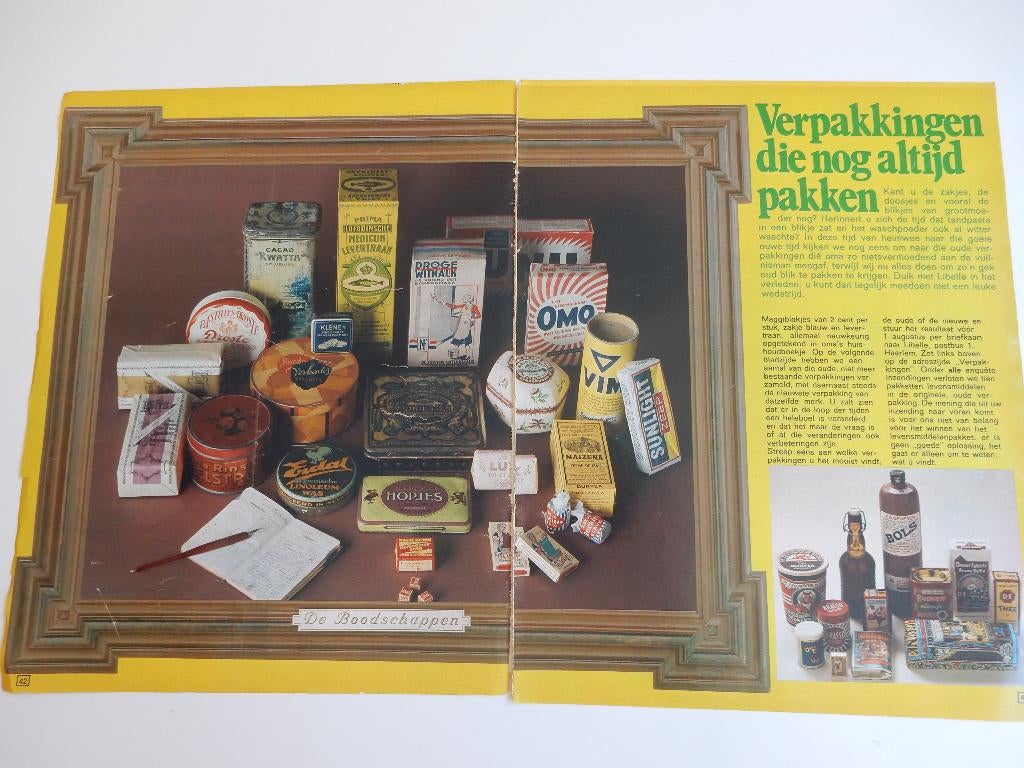 Oude verpakkingen reclame Droste/Verkade enz. knipsel., Verzamelen, Merken en Reclamevoorwerpen, Ophalen of Verzenden, Gebruikt