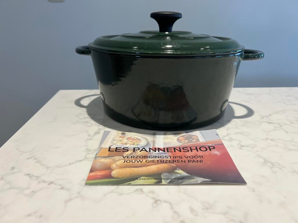 Nomar braadpan 24 cm Basilicum groen in gebruikte staat, Gebruikt, Gietijzer, Ophalen of Verzenden, Staub