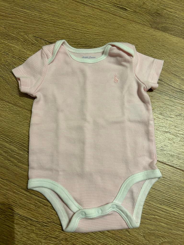 Ralph Lauren Romper Roze Wit Gestreept - Maat 3m, Ophalen of Verzenden, Zo goed als nieuw, Meisje, Shirtje of Longsleeve