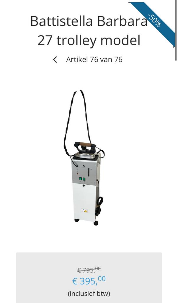 Battistella Barbara 27 trolley model, Strijkijzer met snoer, Info@naaimachine-onderdelen.nl, Battistella, Nieuw