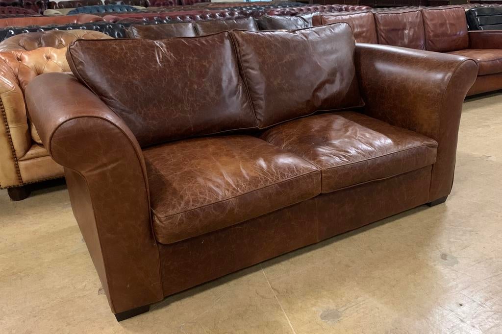 Prachtige Laura Ashley Bank 2,5 Zits Bruin., Ophalen of Verzenden, Gebruikt, Leer, Laura Ashley