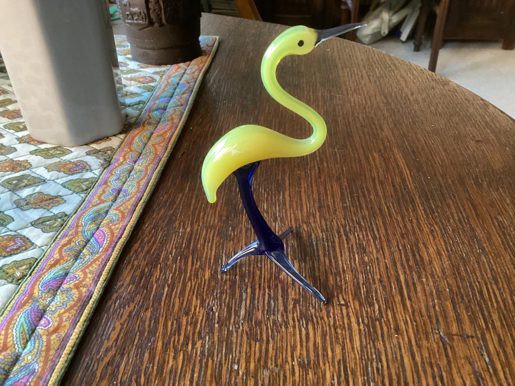 Ooievaar geblazen glas hoog 12 cm, Ophalen of Verzenden, Zo goed als nieuw, Dier