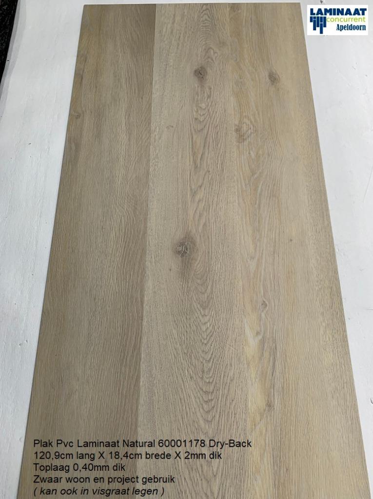 Plak Pvc Laminaat Natural 1178 Toplaag 0,40mm dik €9,95p/m2, Plak Pvc Beige eiken kleur, Crème, 75 m² of meer, Nieuw
