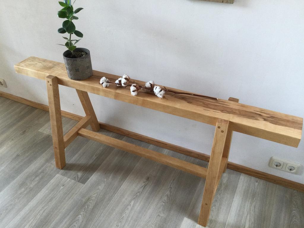 Mooie nieuw gemaakte designbank van Amerikaans Esdoornhout, Ophalen, 100 tot 150 cm, Nieuw, Overige houtsoorten