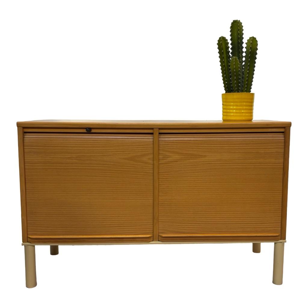 Vintage Audio Platenspeler Kastje Kinnarps Jaren 80 Roldeur, Gebruikt, Met deur(en), Vintage, 50 tot 100 cm