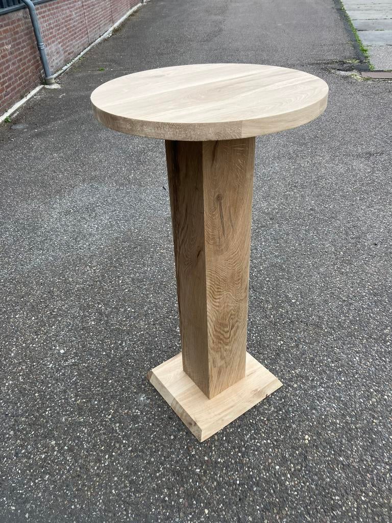 Eiken staan tafel  rond of vierkant  bartafel  vanaf  €399., Huis en Inrichting, Tafels | Statafels, Ophalen, Zo goed als nieuw