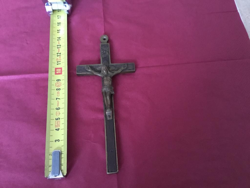Antiek kruis ingelegd met ebbenhout, Antiek en Kunst, Antiek | Religie, Ophalen of Verzenden