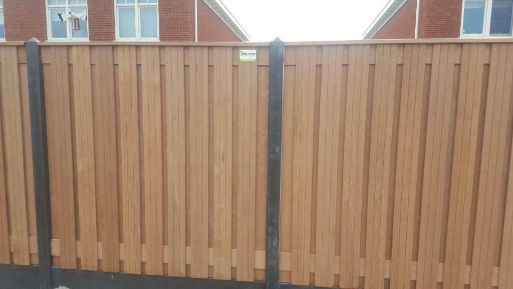 Hout beton schutting 21 planks Hardhout A-kwaliteit+plaatsen, Ophalen, 1 tot 2 meter, Minder dan 3 meter, Nieuw