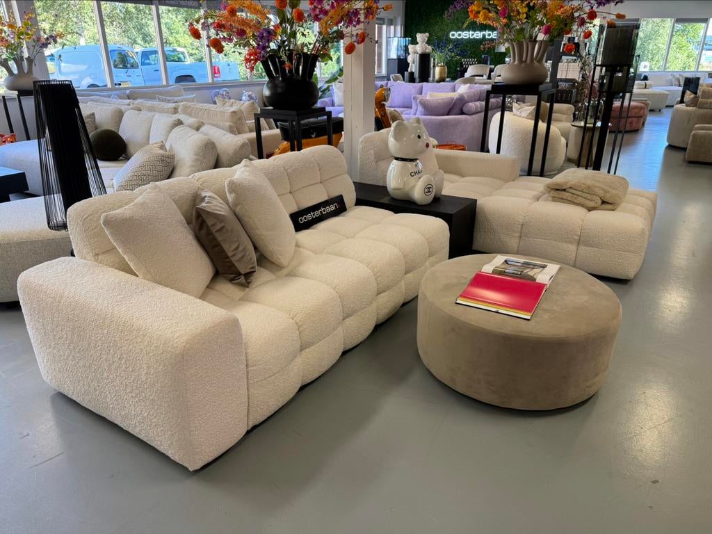Luxe Velvet Teddy Loungebank Yently 300x200cm - Wit, Oosterbaan, 250 tot 300 cm, Info@oosterbaanwonen.nl, Venus 31 8448CE Heerenveen