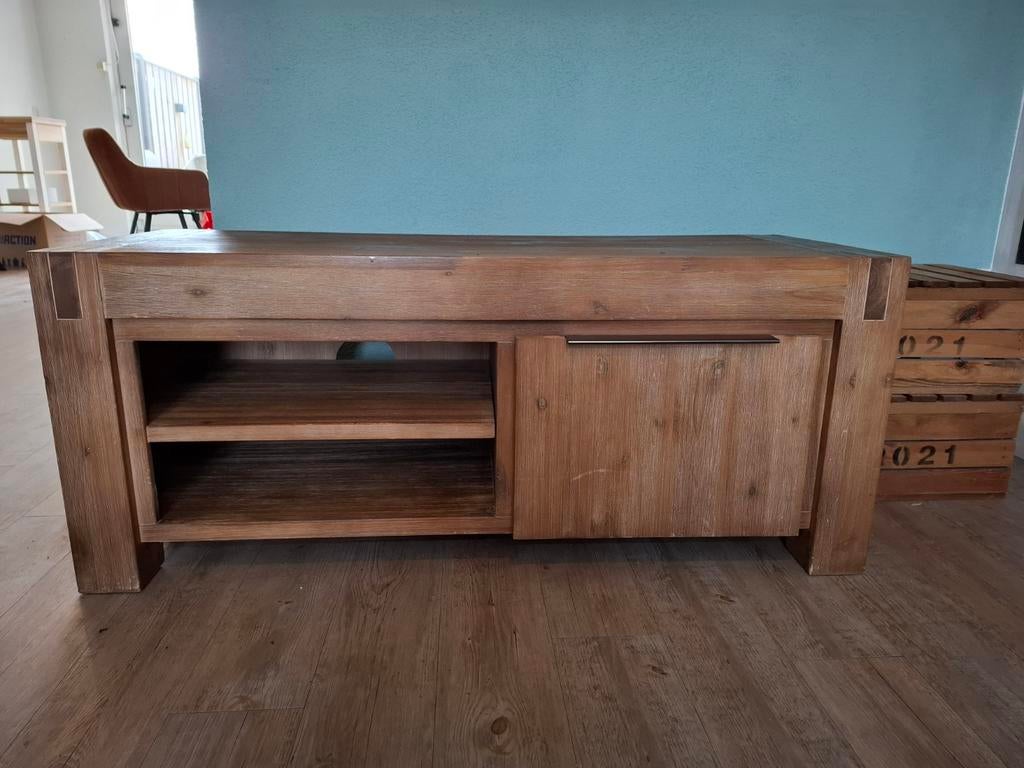 Houten TV Meubel met Opbergruimte, Huis en Inrichting, Kasten | Televisiemeubels, Ophalen, 100 tot 150 cm, Minder dan 100 cm, Modern