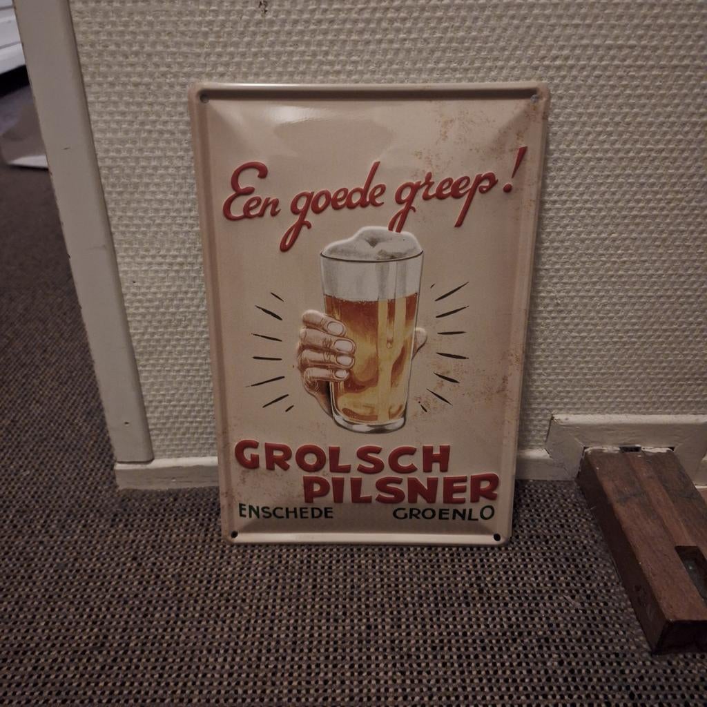 Grolsch bord, Ophalen of Verzenden, Gebruikt, Reclamebord, Plaat of Schild, Grolsch